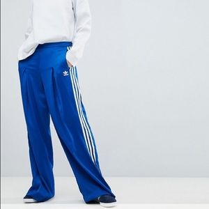 Adidas Blue Satin Wide-Leg Track Pant